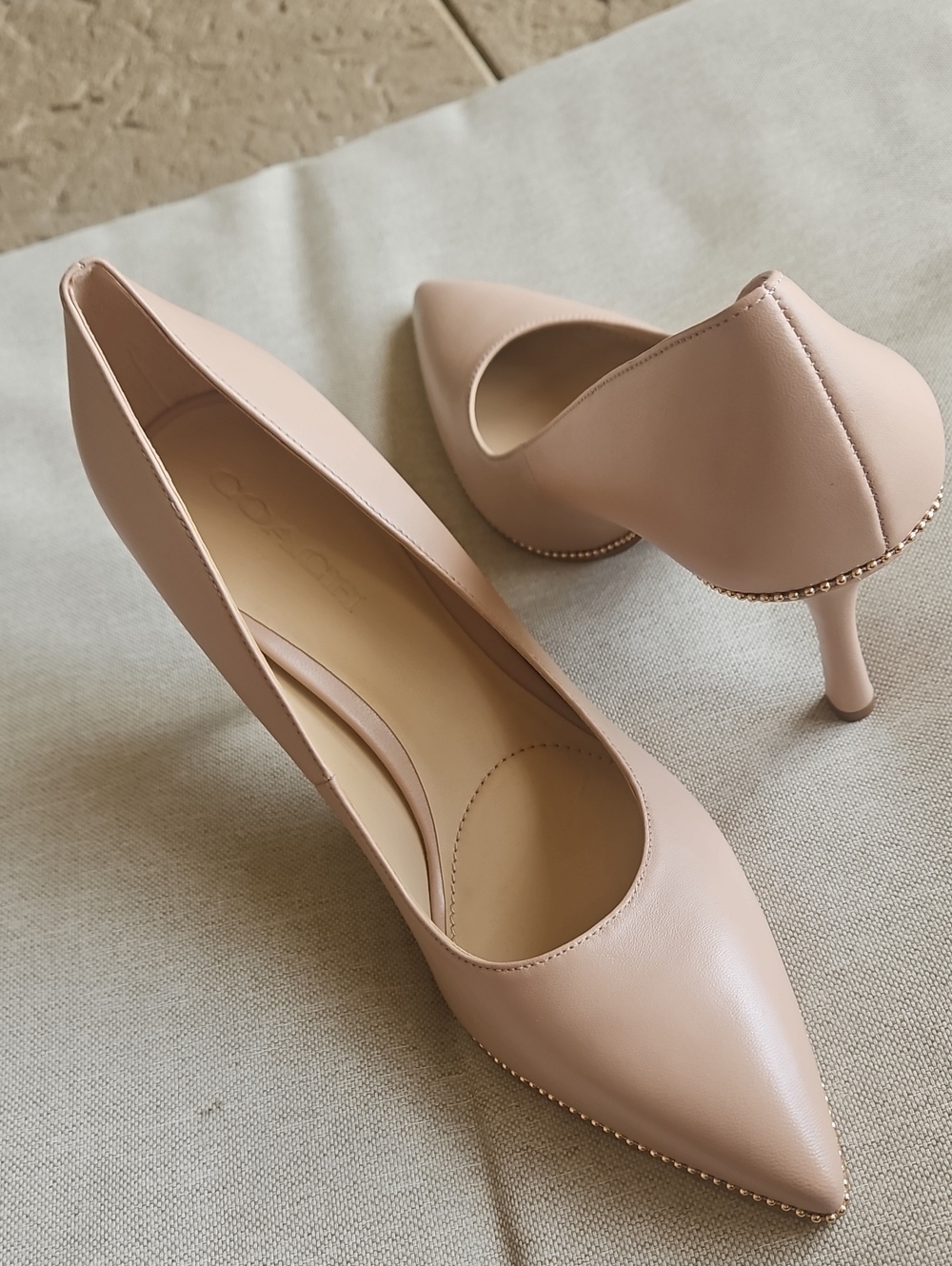 Coach Beechwood Waverly Stiletto Pump With Beadchain Pointed Toe Size 7.5